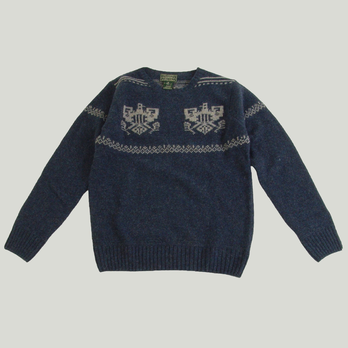Men's Crewneck intarsia sweater in virgin wool