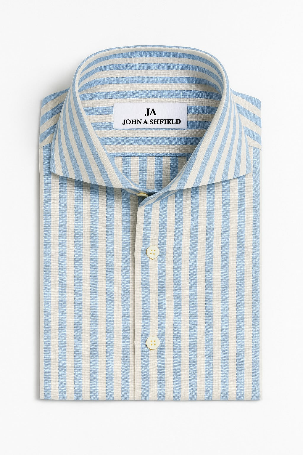 Camicia misto lino a righe celeste
