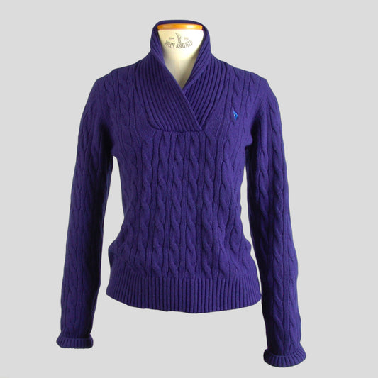 Women's Cable shawl collar sweater