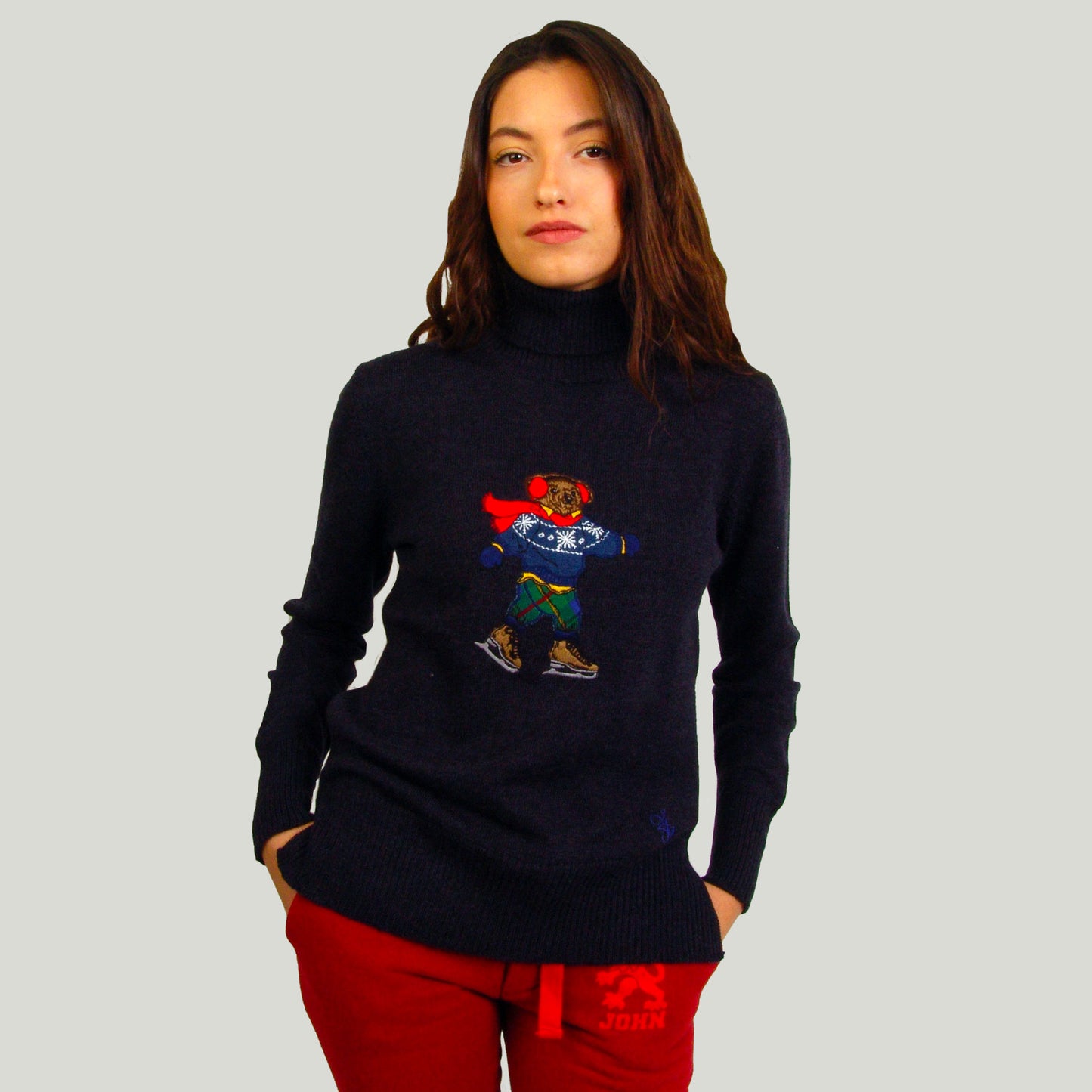 Turtleneck Teddy Bear Sweater for Woman