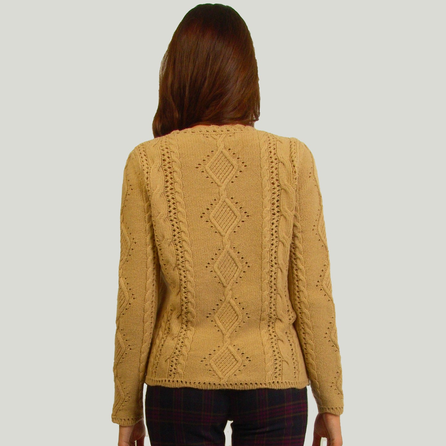 Lace and Cable Sweater for Women in virgin wool