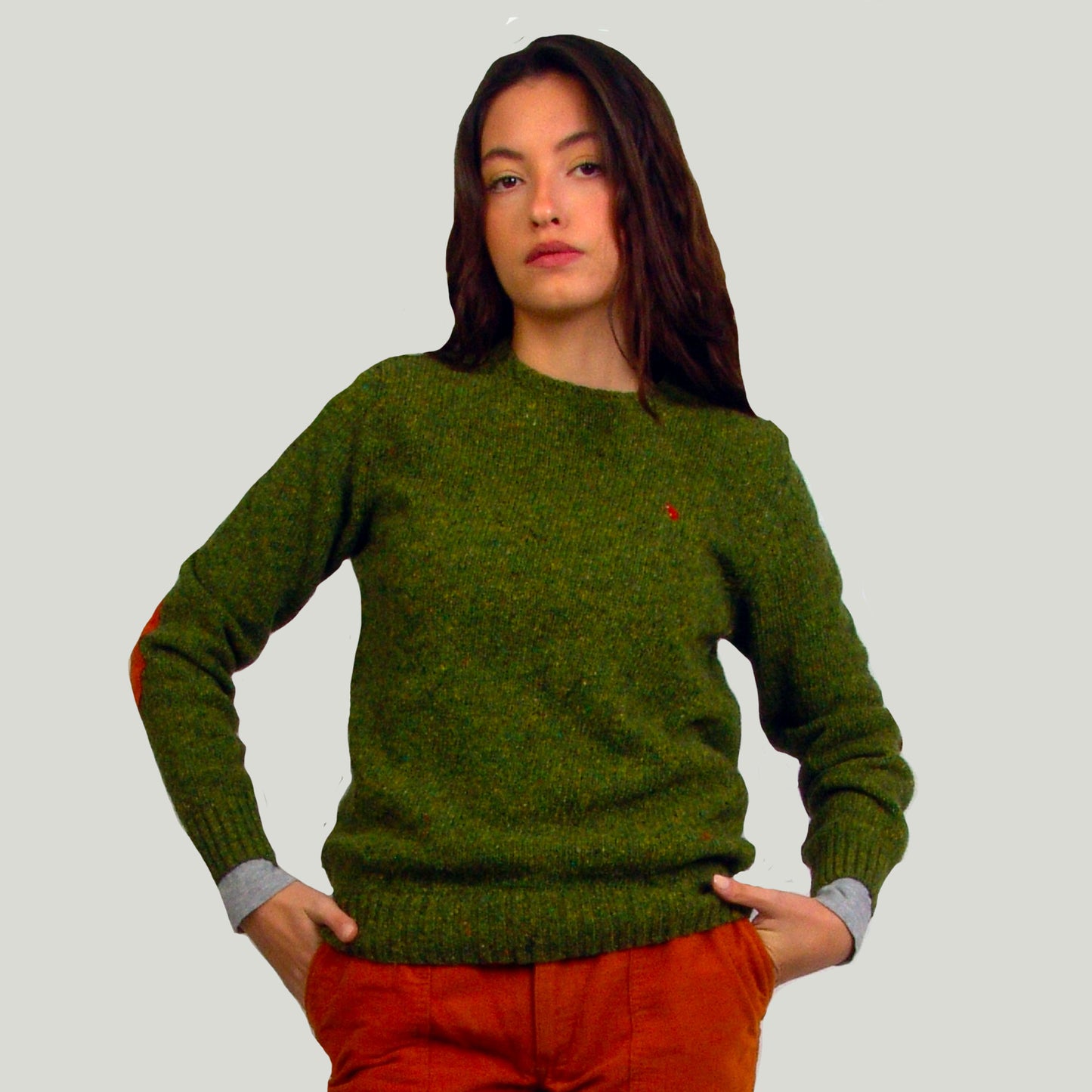 Crewneck Sweater in Tweed Wool for Women