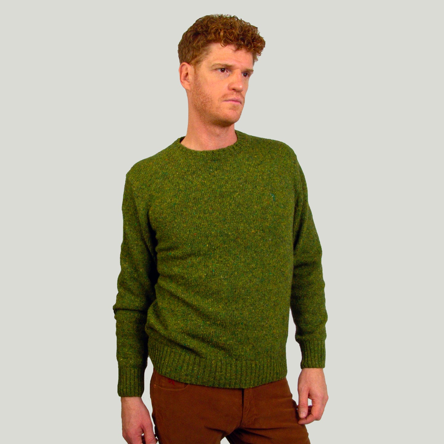 Crewneck Sweater in Tweed Wool for Men